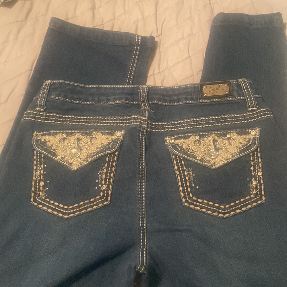Earl sparkly straight leg jeans in excellent preloved condition - Picture 2 of 3